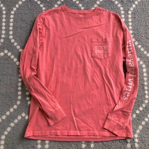 Vineyard Vines - Long-sleeved Coral Signature Pocket Tee